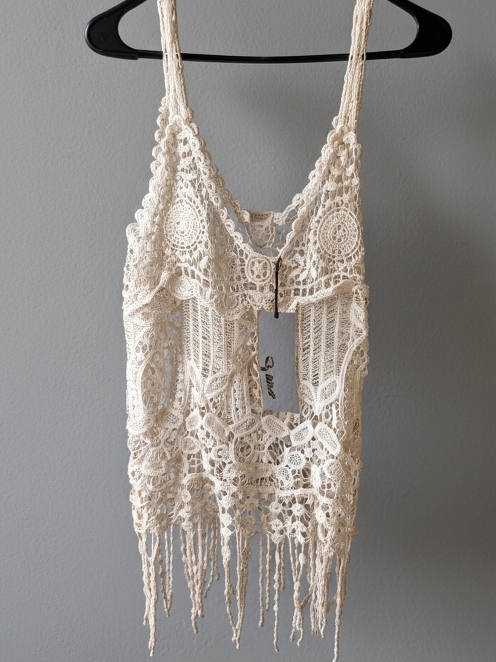 Say What? Cream Crochet Lace Tank with Floral Motifs